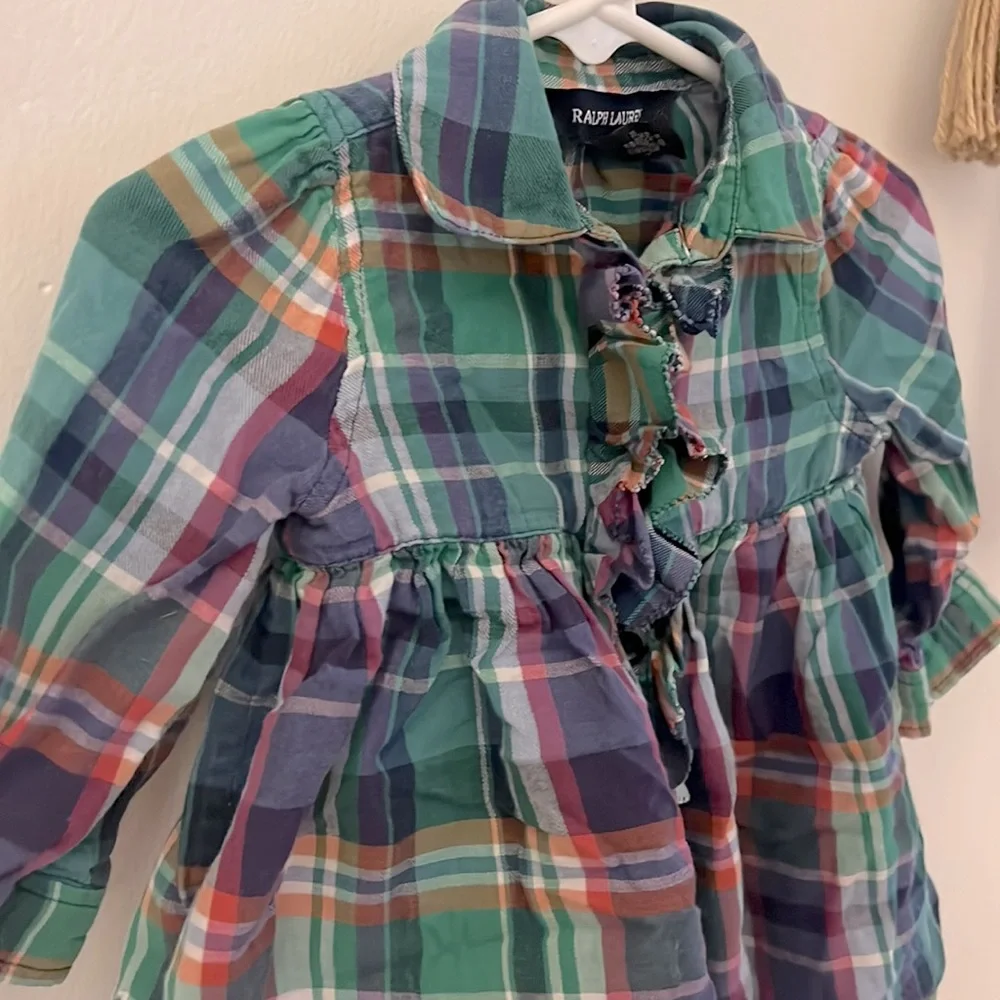 LIKE NEW RALPH LAUREN PLAID BUTTON UP DRESS - 9M